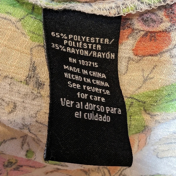 Zac & Rachel  Smocked Neck 3/4 Flutter Sleeve White Floral Women M - Picture 4 of 7